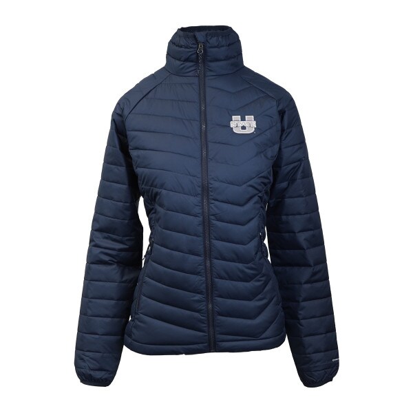 womens columbia puffer jacket embroidered ustate logo